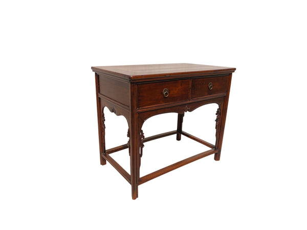 Antique 19th Century Chinese Shanxi Solid Walnut 2-Drawer Side Table - Dyag East