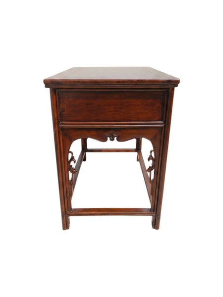 Antique 19th Century Chinese Shanxi Solid Walnut 2-Drawer Side Table - Dyag East