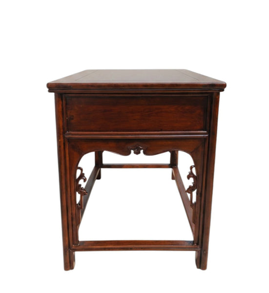 Antique 19th Century Chinese Shanxi Solid Walnut 2-Drawer Side Table - Dyag East