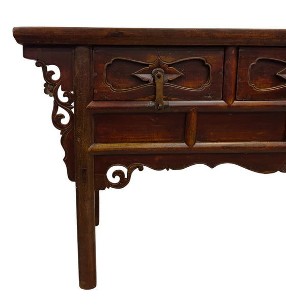 Antique 19th Century Solid Elm Altar Console Table - Dyag East