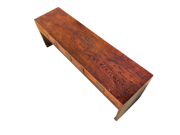 Antique 20th Century Chinese Elm 3 Drawer Console Table - Dyag East