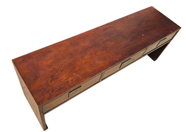 Antique 20th Century Chinese Elm 3 Drawer Console Table - Dyag East