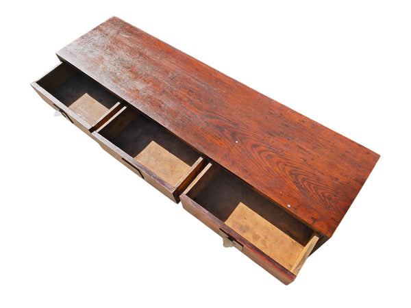 Antique 20th Century Chinese Elm 3 Drawer Console Table - Dyag East