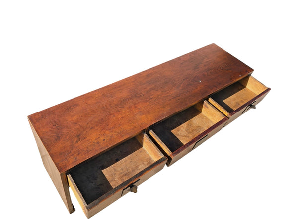 Antique 20th Century Chinese Elm 3 Drawer Console Table - Dyag East