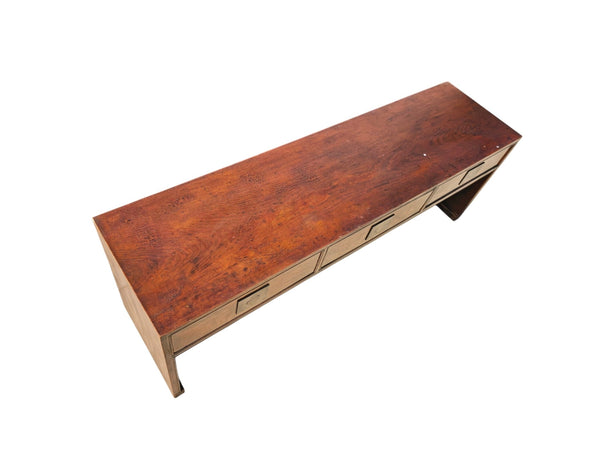 Antique 20th Century Chinese Elm 3 Drawer Console Table - Dyag East
