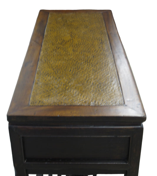 Antique 3 Drawers Desk with Cracked Ice Foot Rest - Dyag East