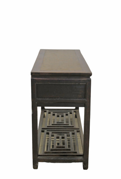 Antique 3 Drawers Desk with Cracked Ice Foot Rest - Dyag East