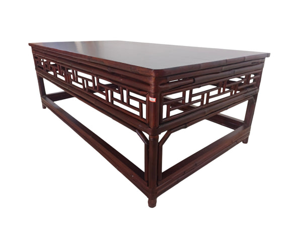 Antique Carved Bamboo Wooden Kang Coffee Table - Dyag East