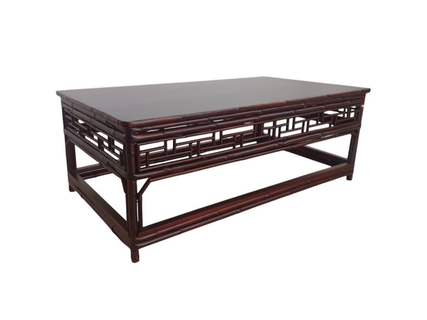 Antique Carved Bamboo Wooden Kang Coffee Table - Dyag East