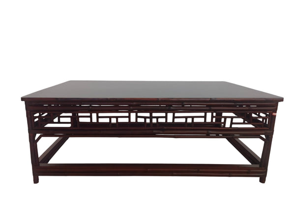 Antique Carved Bamboo Wooden Kang Coffee Table - Dyag East