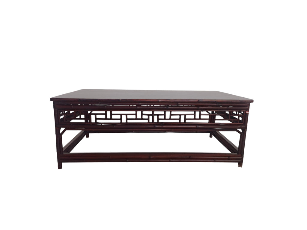Antique Carved Bamboo Wooden Kang Coffee Table - Dyag East