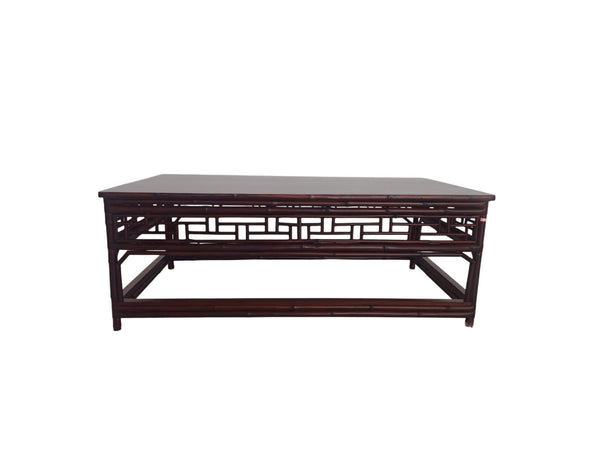 Antique Carved Bamboo Wooden Kang Coffee Table - Dyag East