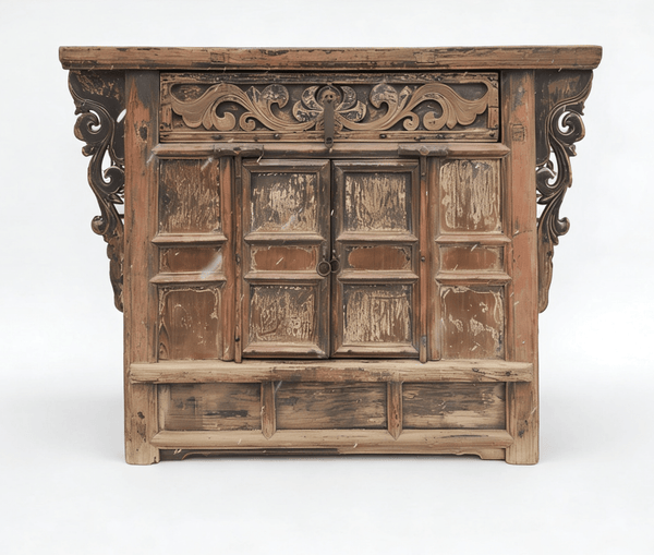 Antique Carved Elm Cabinet - Dyag East