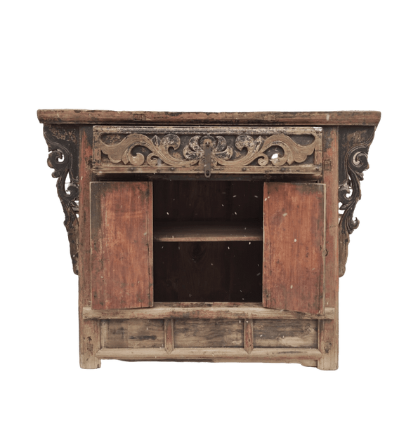 Antique Carved Elm Cabinet - Dyag East