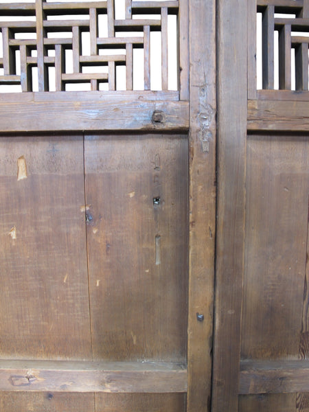 Antique Chinese 4 Panel Lattice Wood Screen Doors - Dyag East