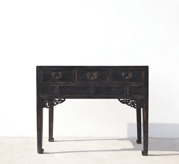 Antique Chinese 40" Three - Drawer Console Table - Dyag East