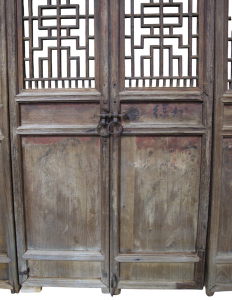 Antique Chinese 6 Panel Lattice Wood Screen Doors - Dyag East