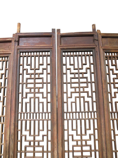 Antique Chinese 6 Panel Lattice Wood Screen Doors - Dyag East