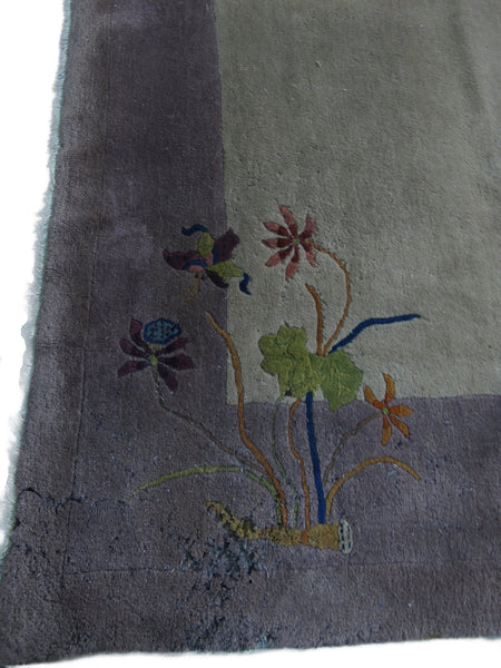 Antique Chinese Art Deco Rug: 11 ft 8 in" x 9 ft - Dyag East