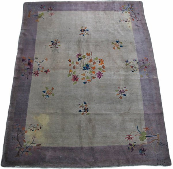 Antique Chinese Art Deco Rug: 11 ft 8 in" x 9 ft - Dyag East