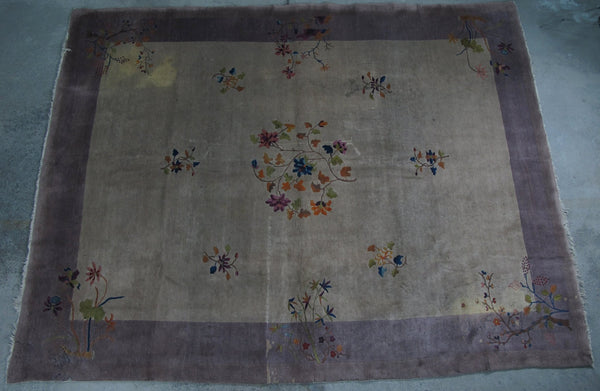 Antique Chinese Art Deco Rug: 11 ft 8 in" x 9 ft - Dyag East