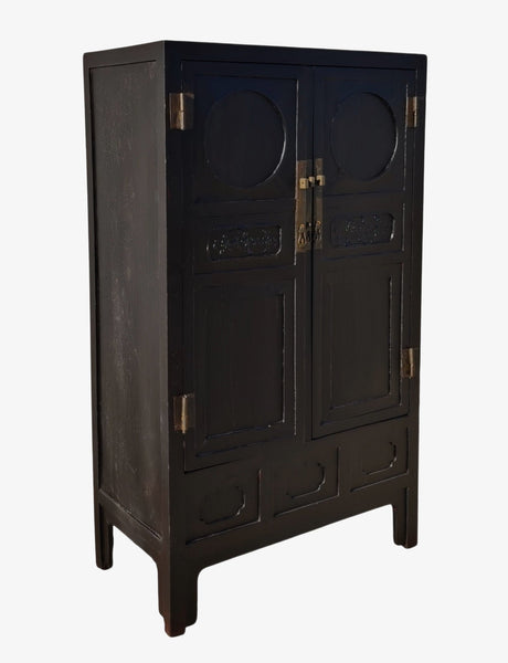 Antique Chinese Black Two-Door Cabinet with Brass Hardware, Circa 1826 - Dyag East
