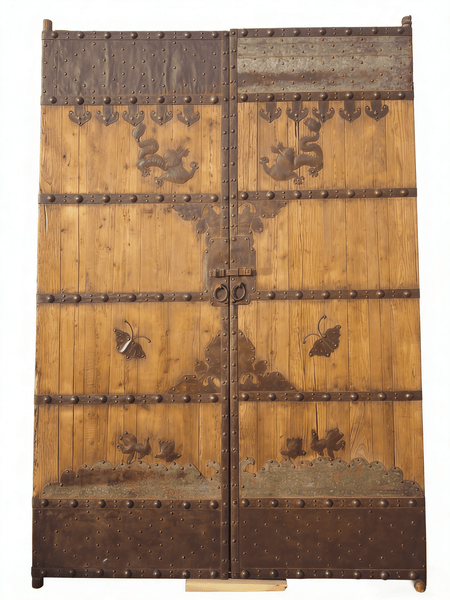 Antique Chinese Courtyard Doors with Iron Motifs - Dyag East