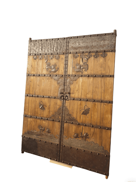 Antique Chinese Courtyard Doors with Iron Motifs - Dyag East