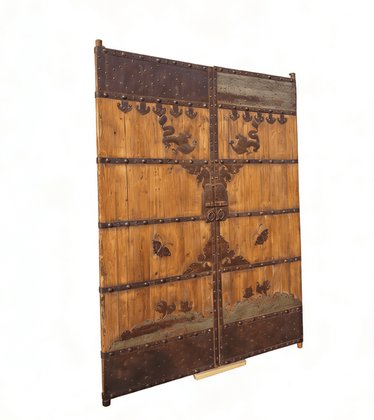 Antique Chinese Courtyard Doors with Iron Motifs - Dyag East
