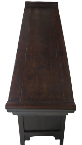 Antique Chinese Elm Everted Flange Altar Sideboard Cabinet - Dyag East