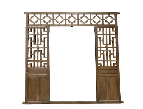 Antique Chinese Lattice Door Screen Panel - Dyag East