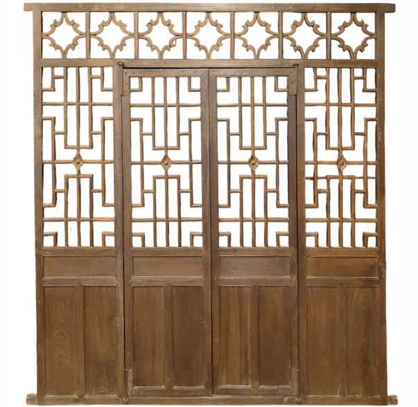 Antique Chinese Lattice Door Screen Panel - Dyag East