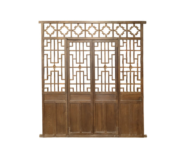 Antique Chinese Lattice Door Screen Panel - Dyag East