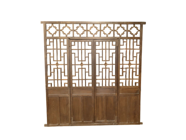 Antique Chinese Lattice Door Screen Panel - Dyag East