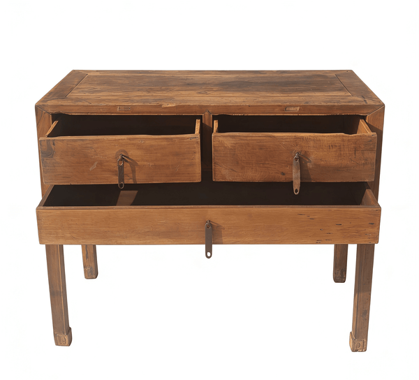 Antique Chinese Three - Drawer Side Table - Dyag East