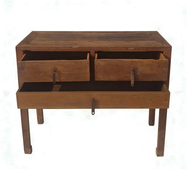 Antique Chinese Three-Drawer Side Table - Dyag East