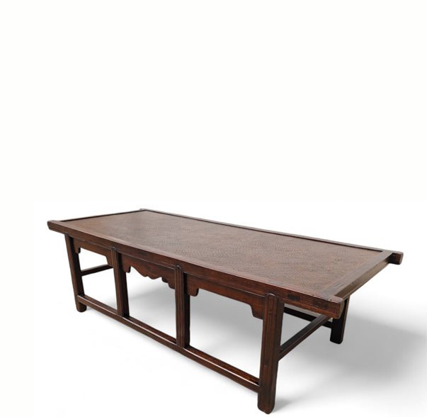 Antique Coffee Table, Rattan Top - Dyag East