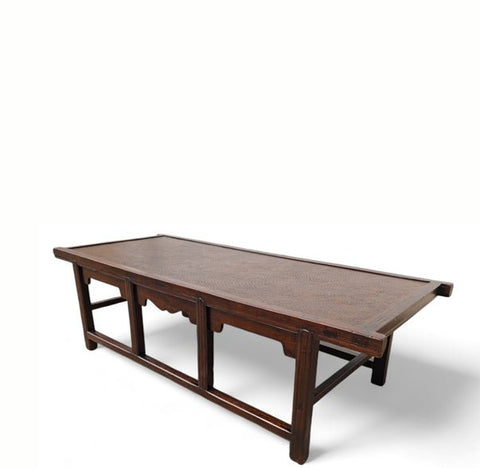 Antique Coffee Table, Rattan Top - Dyag East