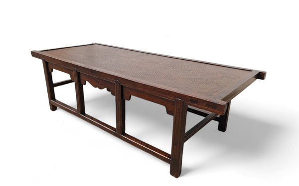 Antique Coffee Table, Rattan Top - Dyag East