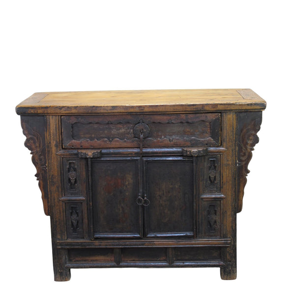 Antique Distressed Elm Altar Cabinet - Dyag East