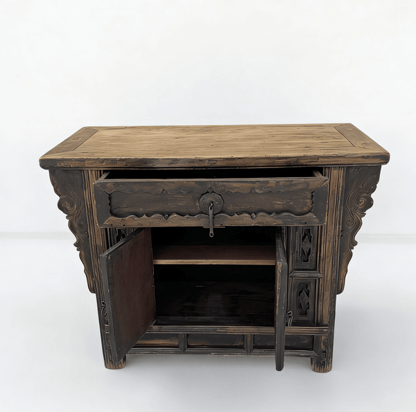 Antique Distressed Elm Altar Cabinet - Dyag East