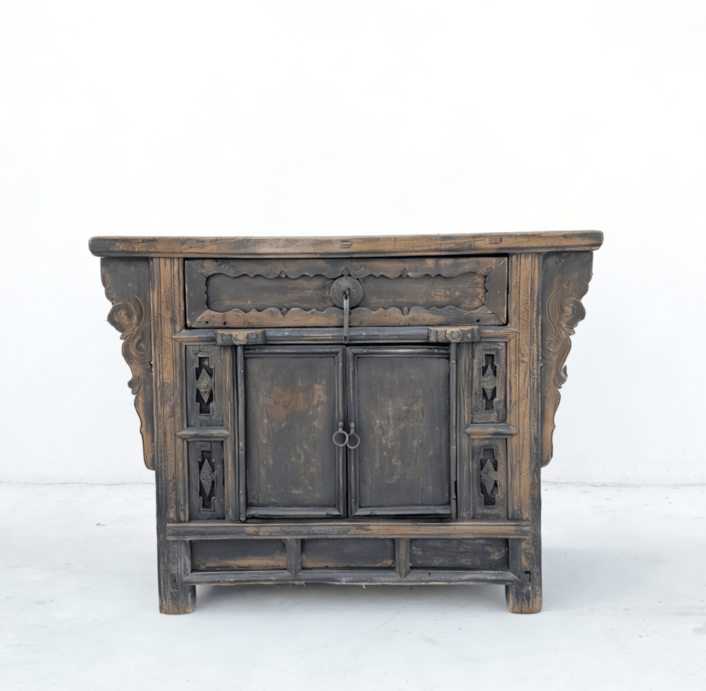 Antique Distressed Elm Altar Cabinet - Dyag East