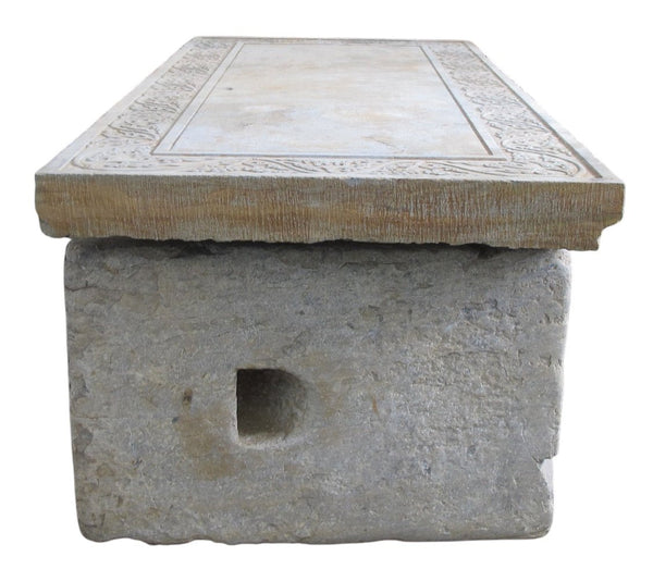 Antique Hand Carved Top Garden Stone Table or Bench - Dyag East
