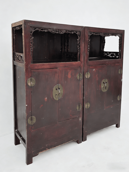 Antique Open - Shelf Elm Display Cabinet - Dyag East