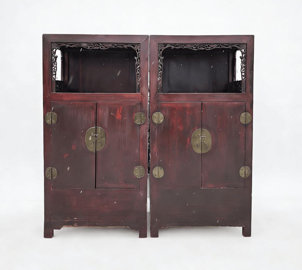 Antique Open - Shelf Elm Display Cabinet - Dyag East