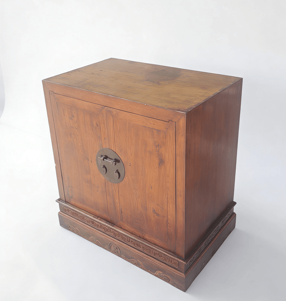 Antique Square Corner Elm Storage Cabinet - Dyag East