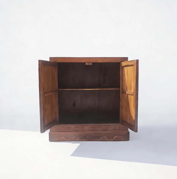 Antique Square Corner Elm Storage Cabinet - Dyag East