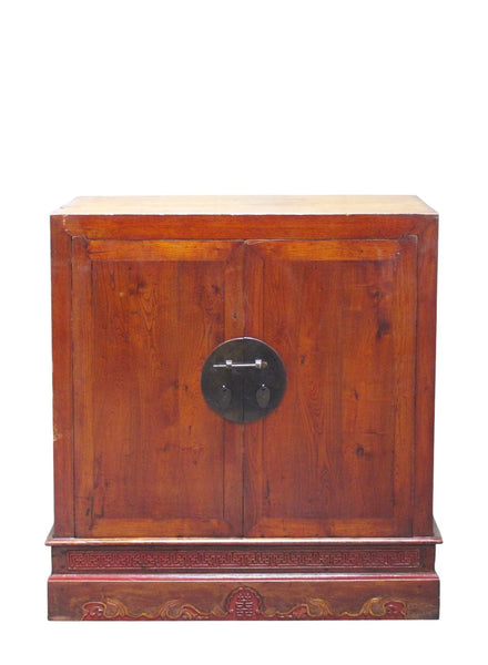 Antique Square Corner Elm Storage Cabinet - Dyag East