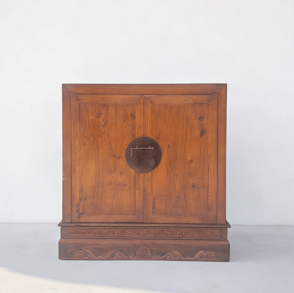 Antique Square Corner Elm Storage Cabinet - Dyag East
