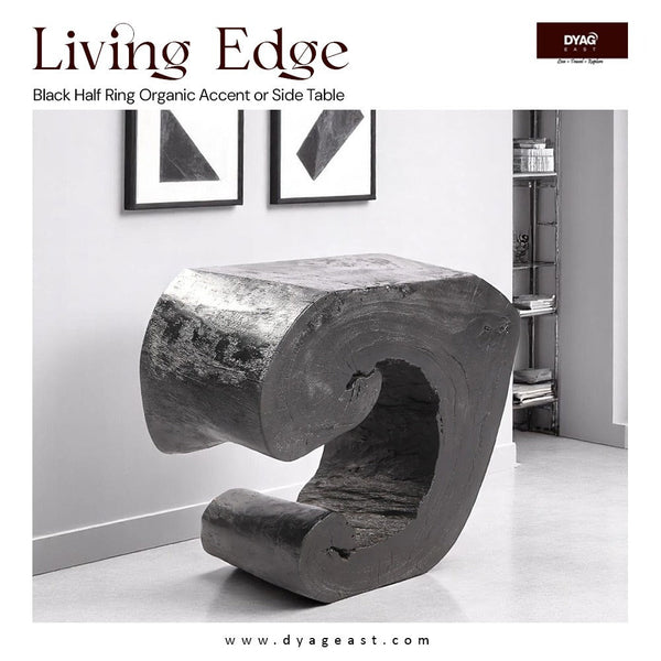 Black Half Ring Organic Accent or Side Table - Dyag East